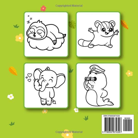 Cute Animals: Bold and Easy Coloring Book